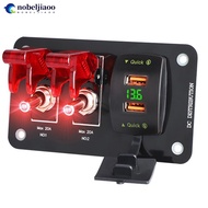 NOBELJIAOO Car 3 Gang Heavy Duty Rocker Toggle Switch Panel QC3.0 USB 36W Dual QC 12V 20A Cover ON/O