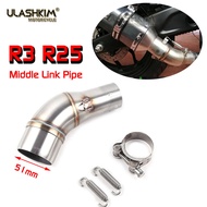 Motorcycle Sports Car MT03 Middle Pipe Connection Pipe R3R25 Modified Stainless Steel Front Exhaust 