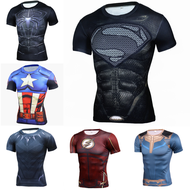 [Ready stock] New Fitness Compression Shirt Men Anime Superhero Punisher Skull Captain Americ 3D T Shirt Bodybuilding Workout Tshirt Sports pants EkcH