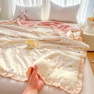 【Super low price】Korean version cotton double-layer yarn summer quilt princess wind lotus leaf edge 