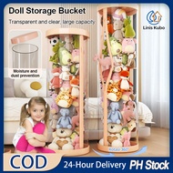 H90/120/150cm Transparent Doll Storage Bucket Large Capacity PVC Kids Room Plush Toy Organizer Stora