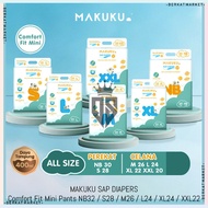 Makuku Diapers Dry Care Nb Nbs Newborn Slim S M L XL XXL 24 28 30 32 40 46 L48 M30 M50 54 4 Ball Comfort Fit Plus Diaper Pampers Tape Adhesive Pants Newborn Baby Happy Nappy Sweety Merries Adult Disposable Mini Jumbo Cloudy Leon Fabric