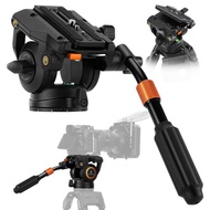 K&F Concept Fluid Head, Lightweight Fluid Video Head Silky-Smooth Stable Tripod Head Mount Max Load 