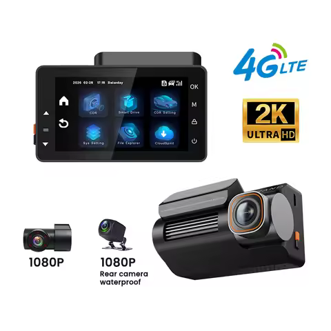 Triple Lens 2K+1K+1K 3 Channels 4G Car Dvr With Wifi Gps BSD+ADAS Fit CMSV6 Platform 4G LTE Smart Da