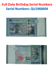 Duit Lama Extremely rare, collectible and valuable Tarikh Penuh Harijadi 4hb June 1968 Malaysia RM50 Banknote 14th series signed by Tan Sri Shamsiah