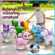 MD Cartoon Animal Foil Balloon Animal Walking Balloon Kids with Wheels Outdoor Toy Birthday Animal B