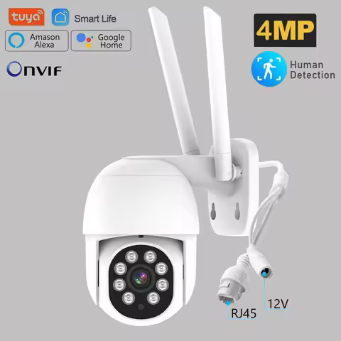 Tuya Smart Life Google Home Alexa PTZ 4MP HD Waterproof Outdoor IP Camera P2P WiFi Security Camera C