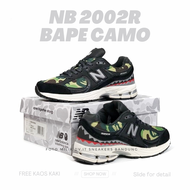 100% Sepatu Sneakers Pria -Newbalance- 2002R X BAPE CAMO Black Green Army Size 40 - 45 BNIB MADE IN 