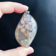 櫻花瑪瑙 粉花帶綠小碎花 水中花 項鍊 禮物 S925銀鑲