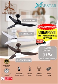 BESTAR RAZOR 46inch/54inch DC Motor Ceiling Fan with LED Light and Remote Control