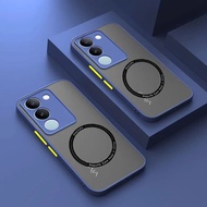 สำหรับที่ชาร์จแบตแบบไร้สายแม่เหล็ก MagSafe เคสสำหรับ Vivo V29ไลท์ Y36 V29ชัดด้านฝาครอบ Pc แข็งสำหรับ