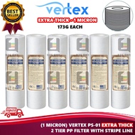 (EXTRA THICK) 1 MICRON VERTEX PS-01 2 TIER 10" PP WATER FILTER REFILL WITH STRIPE GROOVE LINE PS01