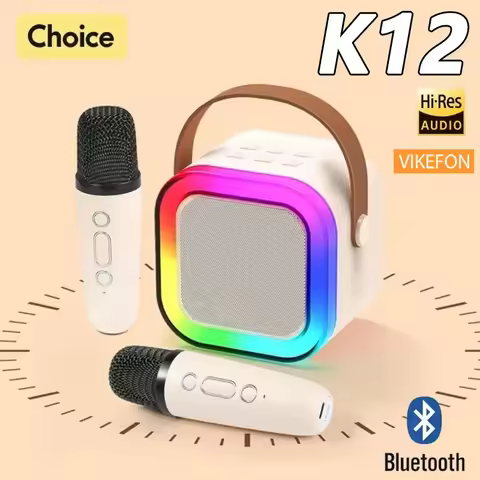 Bluetooth K12 Karaoke Machine Portable 5.3 PA Speaker System with Single Dual Wireless Mic Home Fami