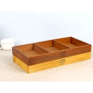 Wooden Box Storage TTzakka Three Compartments Log 3 Desk Organizing Display Light Wood Color OTU09F2