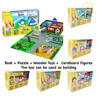 Age 3+ Book & Puzzle & Figures & Wooden Toys - My Little Village - Zoo / Airport / Racing Car - birt