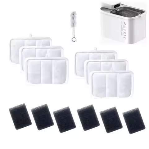 6 Filters and 6 Sponges Pack Cat Fountain Accessories Replacement for 3L PETKIT Automatic EVERSWEET 