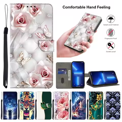 3D Painted Magnetic Flip Leather Wallet Case For Samsung Galaxy S25 S24 S23 S22 S21 S20 S10 S10e S9 