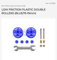 Tamiya Low Friction Plastic Double Rollers (Blue/19-19mm) 15532