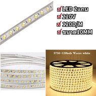 ไฟสายยาง ไฟซ่อนฝ้า ไฟเส้นLED ไฟตกแต่งLED Strip 220Vต่อไฟบ้าน สีวอร์ม แบ่งขาย 5M 10M 15M 20M 25M 30M 