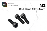Baut Bolt M3 4mm Black Alloy Steel Hex Head Quad Drone FPV