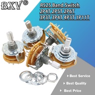 2PCS/LOT RS25 Band Switch 2P4T 2P5T 2P6T 3P3T 3P4T Mount Rotary Switch Selector Band  Pole  Position