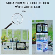 Aquarium Mini Lego Block with White LED 12 x 8 x 10.5 cm Ikan Cupang Ikan Hias Dengan Lampu Hias Tem