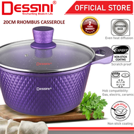 DESSINI ITALY 20CM Rhombus Casserole Die Cast Aluminium Non Stick Pot Bowl Pan Cookware Tool with Co