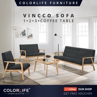 Vincco Sofa Set 1+2+3 Free Coffee Table / Sofa Set 2+3 Free Coffee Table / Sofa Kayu / Strong Constr