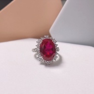 8Ct Oval Cut Sapphire Garnet Blue/Red Diamond Engagement Ring Solid 14K 585 White Gold Ring for Love