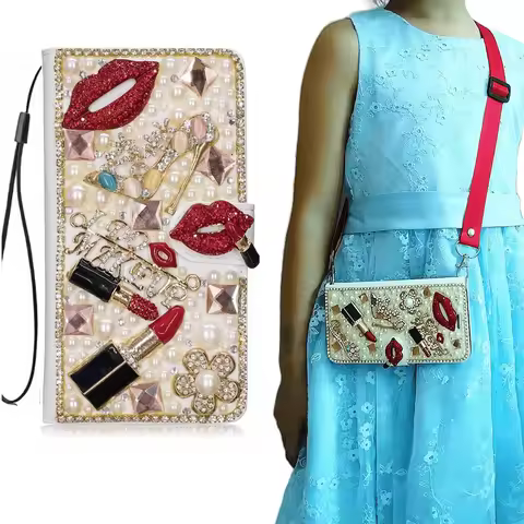 For LG K51 / Q51/Stylo 6/Phoenix 5/Fortune 3/K31 Bling Girly Leather Filo flip Wallet Case Phone Cov