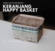 Keranjang Basket HAPPY Serbaguna Aesthetic Storage Box 5 Liter High Quality / Keranjang Serbaguna Mi