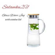 Glass Water Jug with Wooden Lid