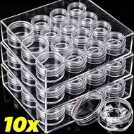 3/7/10g Transparent Round Jewelry Nail Art Empty Box Stackable Cosmetic Storage Container Sealed Pig