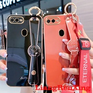 Casing oppo a5s oppo a12 oppo a7 oppo a3s oppo a12e OPPO F9 phone case Softcase Electroplated silicone shockproof Cover new design wristband straps Lanyard for girls WDXGS01