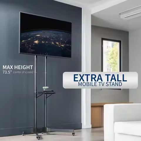 Tall TV Cart for 32 to 83 inch Screens up to 110 lbs, LCD LED OLED 4K Smart Flat and Curved Panels, 