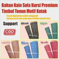 Bahan Kain Kursi Sofa Jok motif Timbul Bunga Rantai Warna Biru Murah Meteran