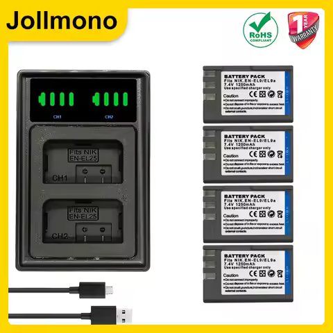 EN EL9 EN EL9A EN-EL9 EL9A ENEL9 Batteries + LED Charger MH-23 for Nikon D40 D40X D60 D3000 D5000 Di