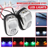 (SEPASANG) Chrome BLUE WHITE LED Light Lamp Windshield Jet Spray Nozzle Wiper Washer Eyes wira waja 