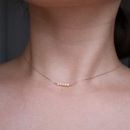 日本直送 稀有2.5mm小米珠項鍊 Akoya珍珠項鍊 五顆條形設計 10k