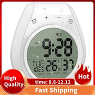 Digital Shower Clock Waterproof Bathroom Timer Clock LCD Display Clock 12/24 Hour Format Clock