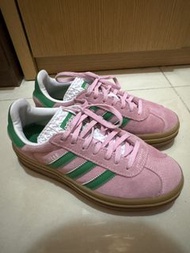 Adidas Gazelle 粉紅色綠間條紋厚底波鞋