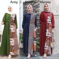 GABIN COMBIN - gamis batik kombinasi polos dress kombin etnik full