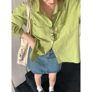 Women's Soft Milk Green Long Sleeve Shirt - Unique Avocado Green Casual Top | 6PKR