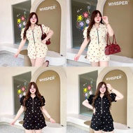 Polka Dot Set Zip-Up Shirt + Shorts Bust 38-46 Waist 32-40 Hips 42-50
