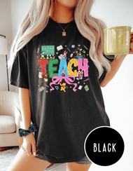 Comfort Colors Coquette Bow Teacher Characters Shirt Happy Teachers Day 2025 Coquette Teach And Frie