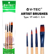V-TEC ARTIST BRUSHES TYPE VT 440-1.S/4 NO. 1, 3, 6, 1/2 - PAINTING BRUSH SET OF 4 PCS