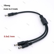 DC 1 male to 2 male 5.5*2.1mm Connector 3 way DC male Power Splitter Cable Power Supply Adapter Exte