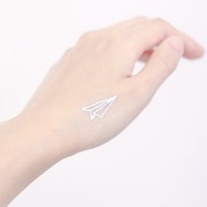 鑽石銀紋身貼紙 - 紙飛機 線條 2入 銀色紋身