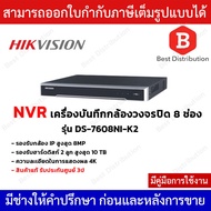 Hikvision NVR เครื่องบันทึกกล้องวงจรปิด (8 ช่อง) รองรับฮาร์ดดิสก์ 2 ลูก รุ่น DS-7608NI-K2