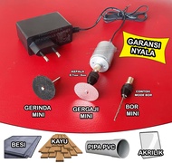 Bor Gerinda Mini Karya Anak Bangsa Serbaguna Bor Mini Gergaji Mini Bor Listrik Plus Adaptor Mata Bor